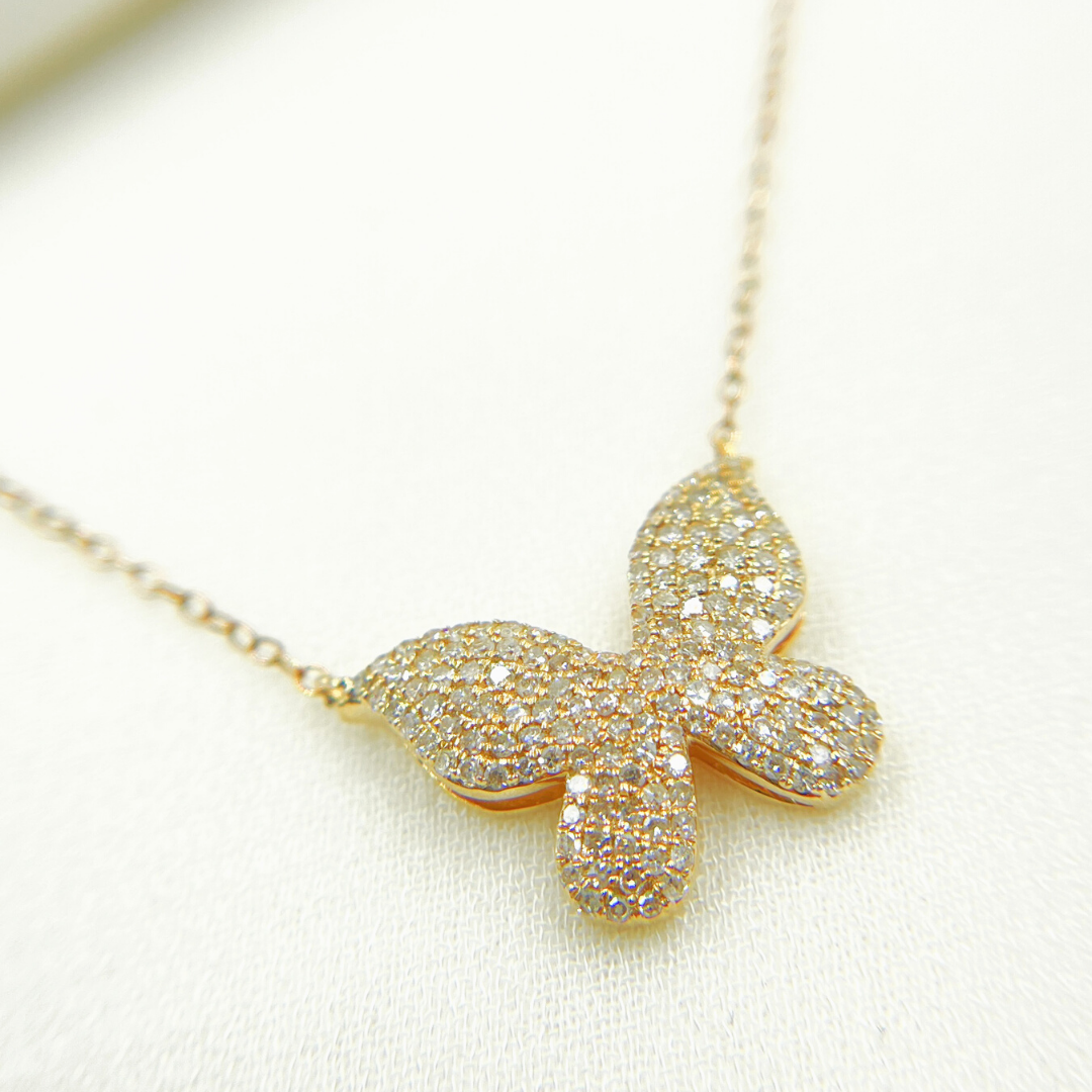 14K Solid Gold Diamond Butterfly Necklace. NFH71181