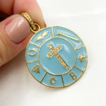 Load image into Gallery viewer, DP529A. Diamond Sterling Silver Round Cross Enamel Pendant
