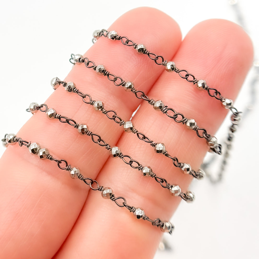 SPY3. Pyrite Wire Wrapped Beads Chain