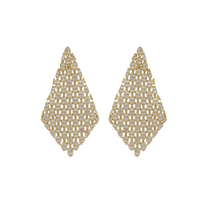 EFQ54094.14K Solid Gold Mesh Earrings with Diamonds
