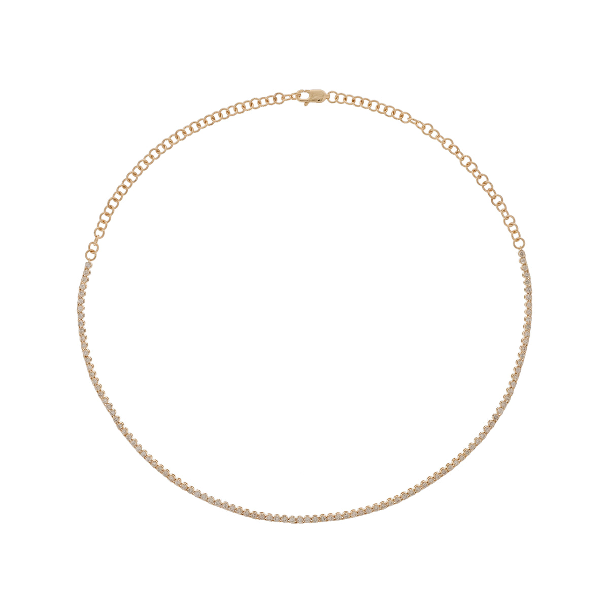 14K Solid Gold Tennis Choker Necklace