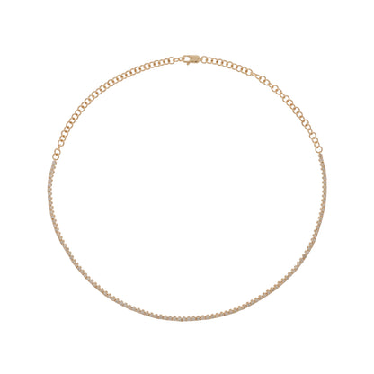 14K Solid Gold Tennis Choker Necklace