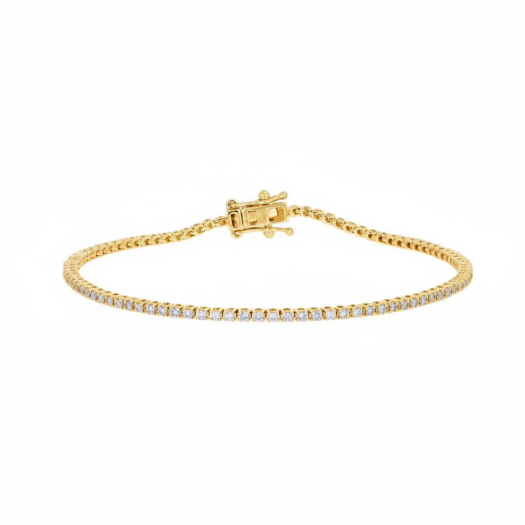 BTL65191. 14K Solid Gold Diamond Tennis Bracelet