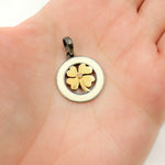 Load image into Gallery viewer, DP787A. Diamond Sterling Silver Clover Enamel Pendant
