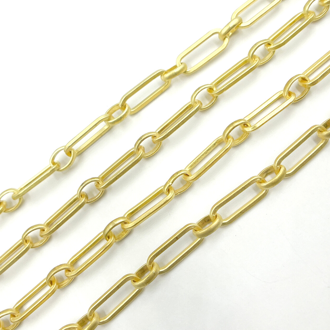 Gold Plated Matt 925 Sterling Silver Paperclip Chain. V165GPM