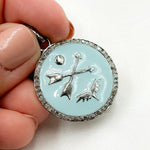 Load image into Gallery viewer, DP557A. Diamond Sterling Silver Round Enamel Pendant
