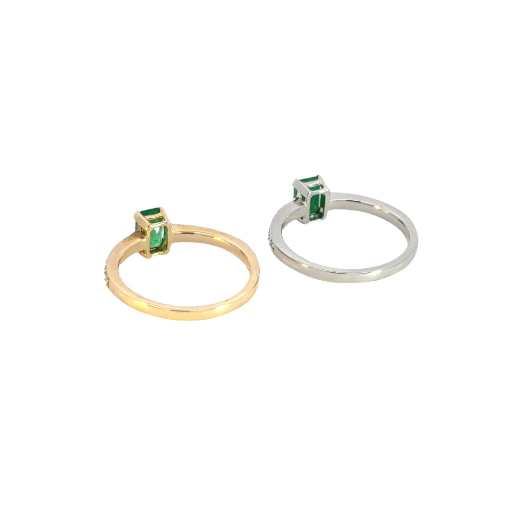 14k Solid Gold Diamond and Emerald Statement Ring. RN402328EM