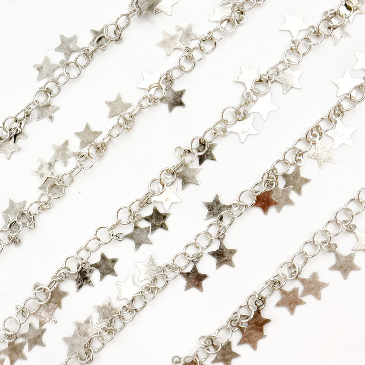 V71OX. Oxidized Sterling Silver Star Dangle Chain