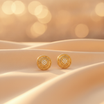 Load image into Gallery viewer, EFA50964. 14K Solid Gold and Diamonds Circle Earrings