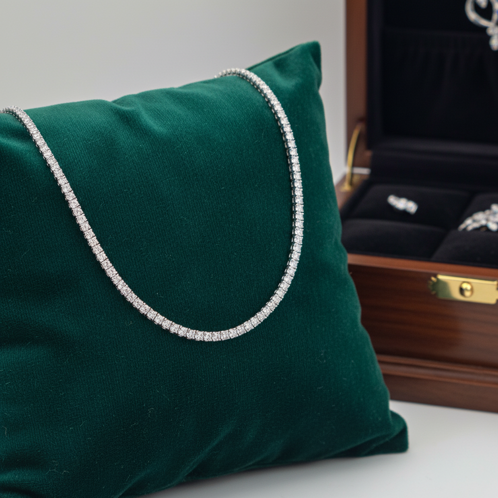 NFR71363. 14K Solid Gold Diamond Tennis Necklace