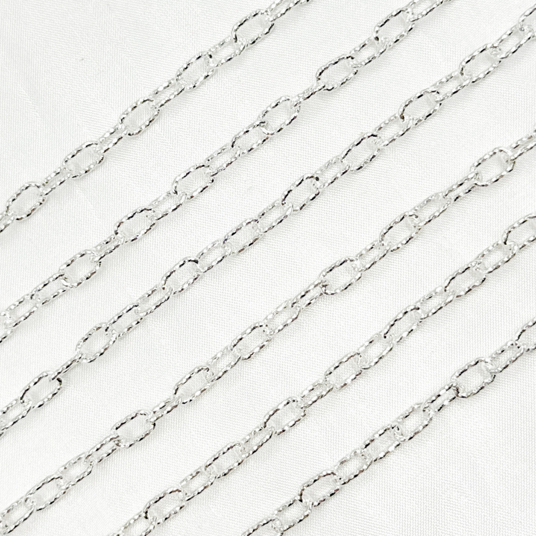 Silver Diamond Cut Cable Link Chain
