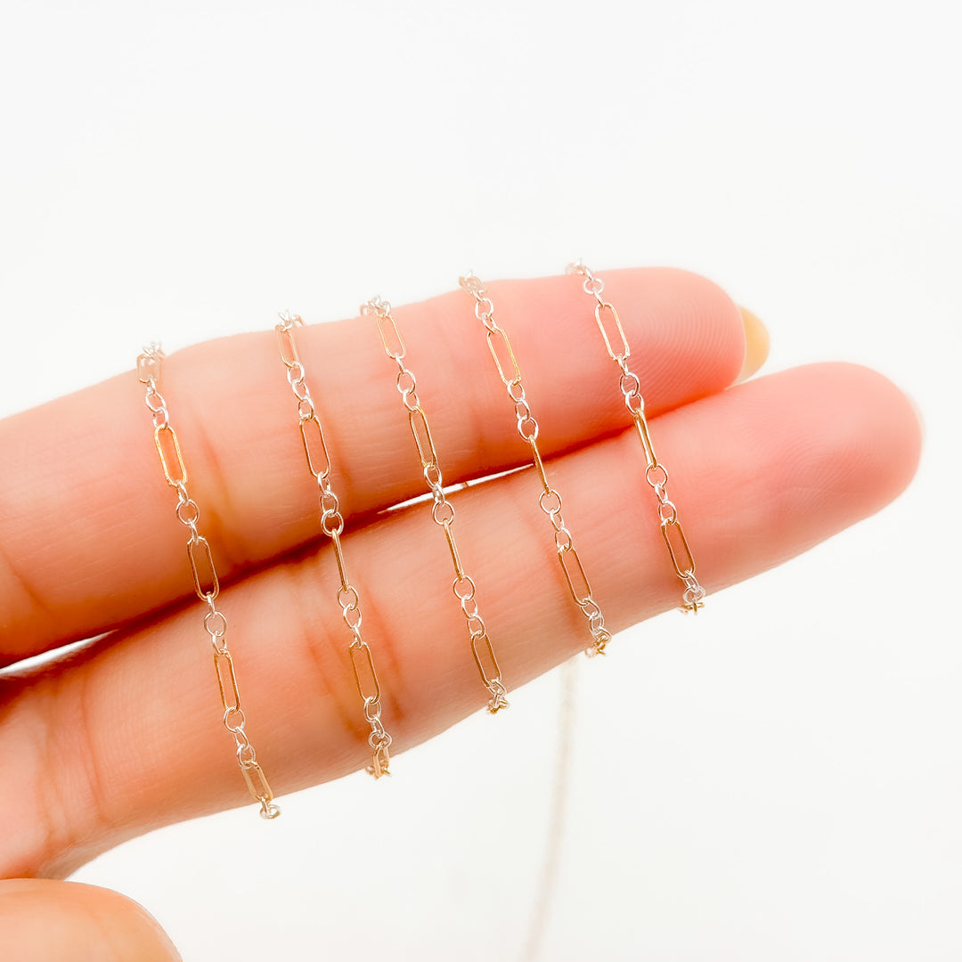 XM1003TT. 14k Gold Filled 1 Long & 3 Sterling Silver Short Link Chain