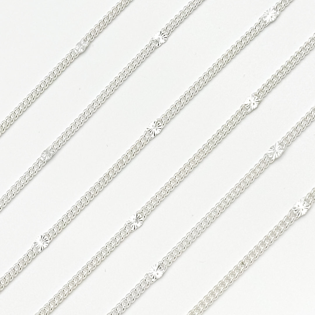 67S1SS. Sterling Silver Curb and Diamond Cut Link Chain