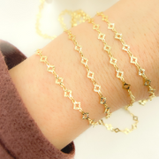 Gold Plated 925 Sterling Silver Diamond Cut Rhomb Link Chains