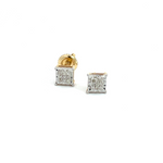 Load image into Gallery viewer, 14K Solid Gold and Diamonds Square Earrings. EFB51010
