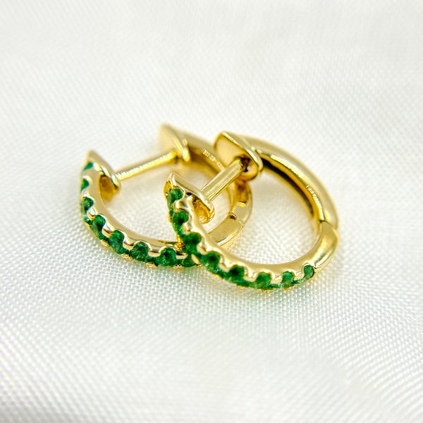 14K Solid Gold Blue Sapphire Huggies