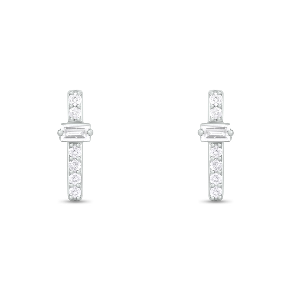 ER421149. 14K Solid Gold Diamond Bar Studs