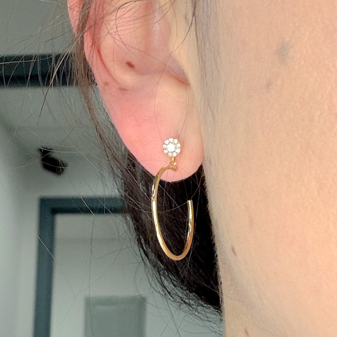 EFB53676. 14K Solid Yellow Gold Diamond Hoop Earrings