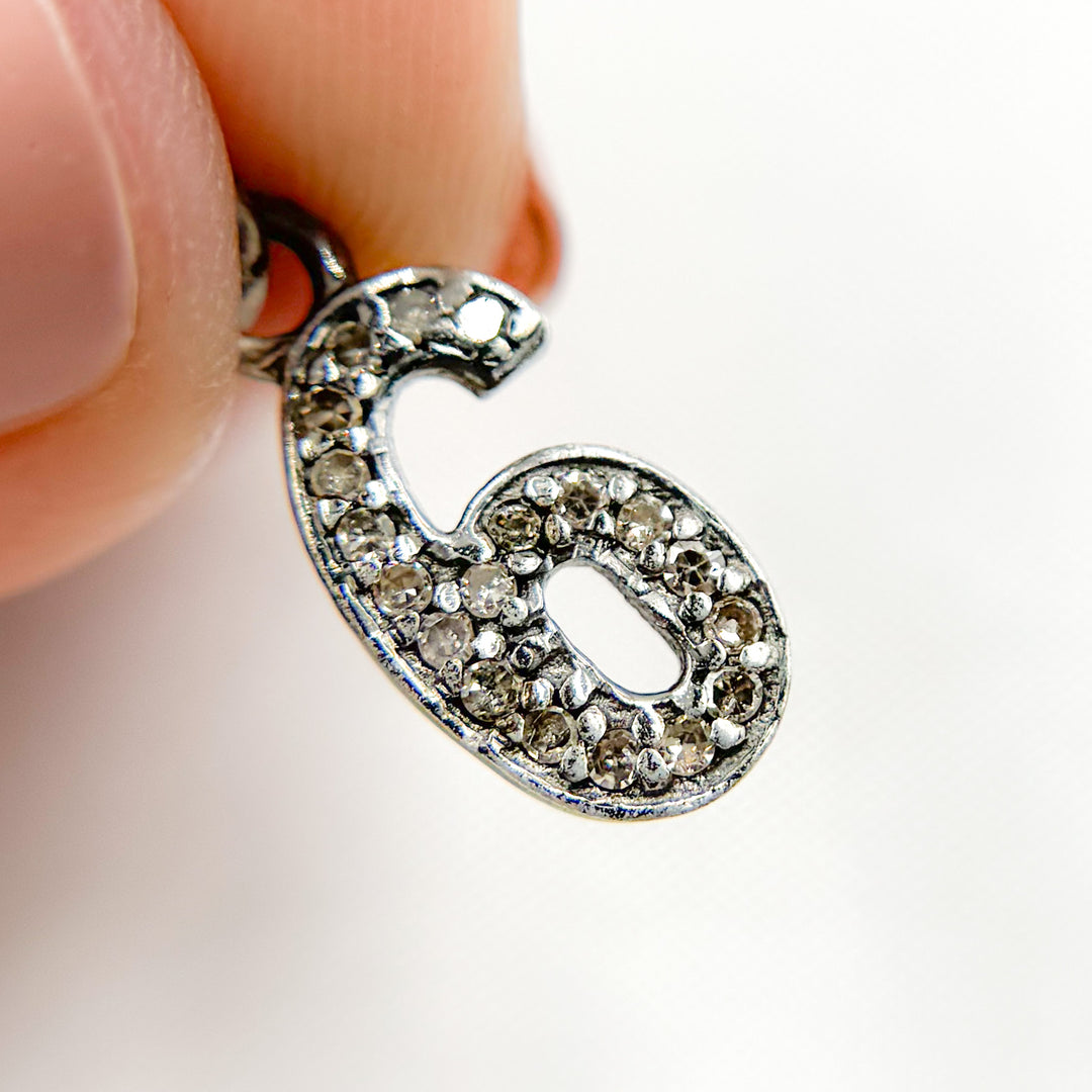 DC484. Diamond Sterling Silver Number "6" Charm