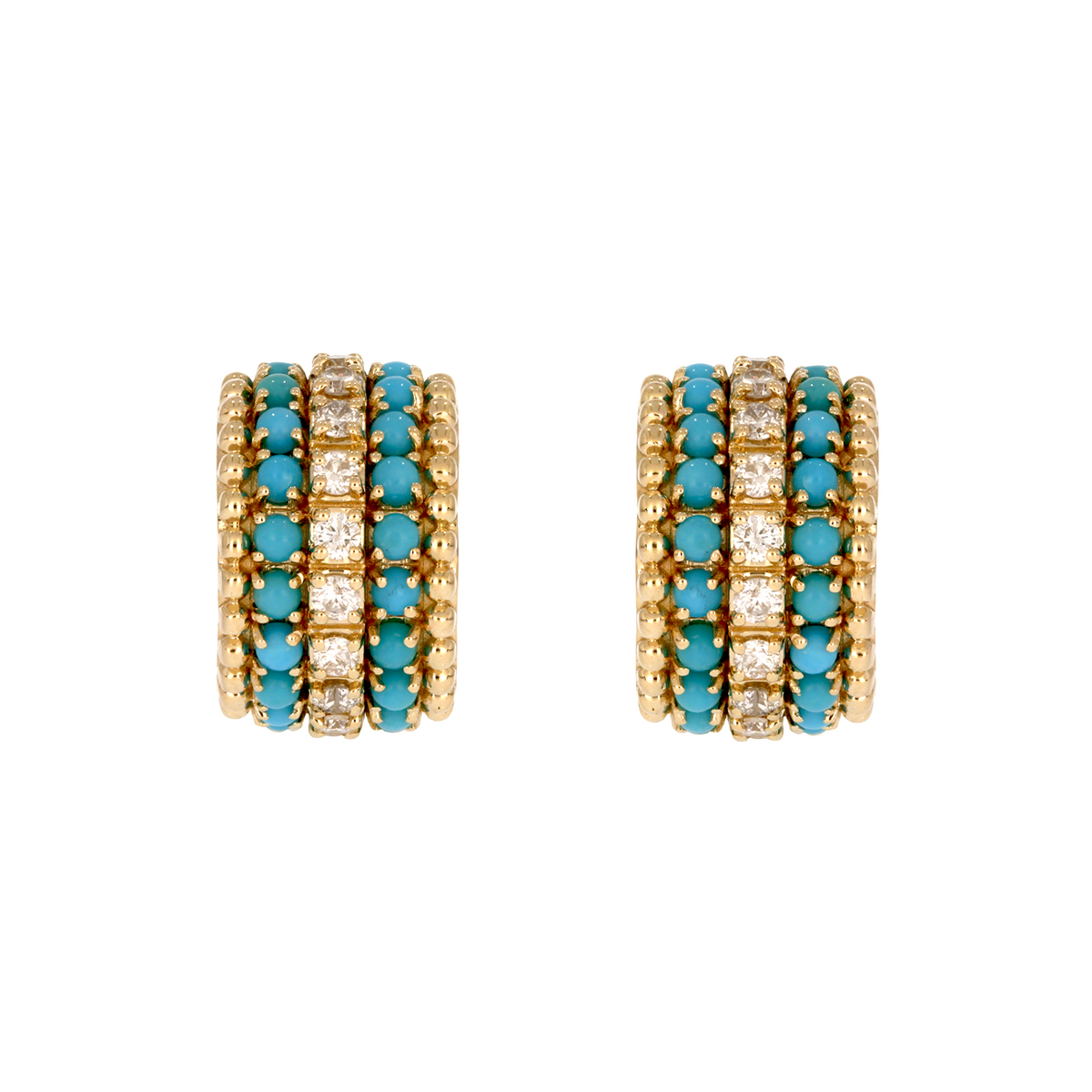 CME00244TQ. 14K Solid Gold Diamond and  Turquoise Charm