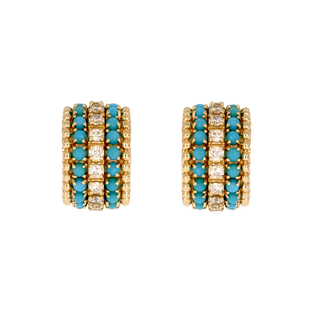 CME00244TQ. 14K Solid Gold Diamond and  Turquoise Charm