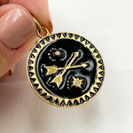 Load image into Gallery viewer, DP558A. Diamond Sterling Silver Round Enamel Pendant
