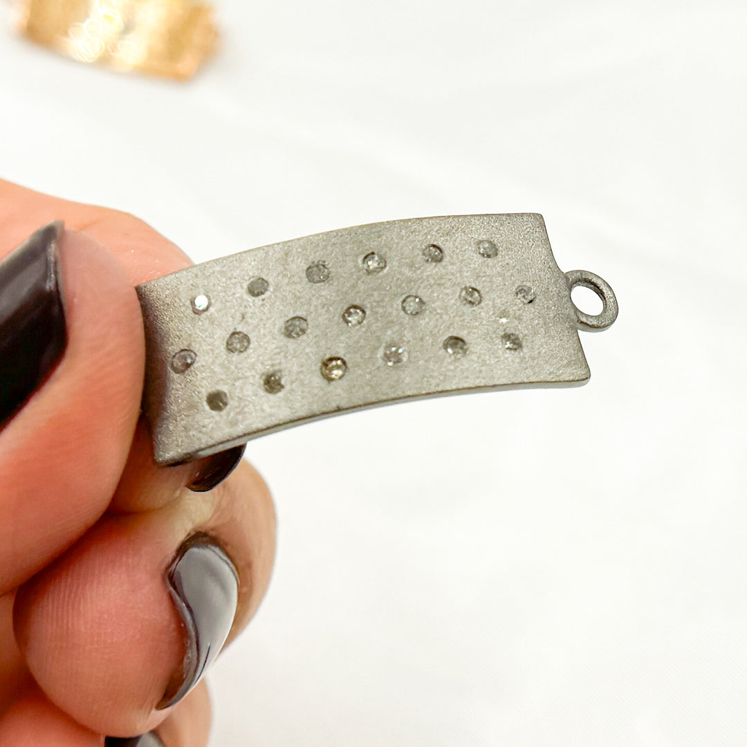 DC346. Diamond Sterling Silver Rectangle Connector