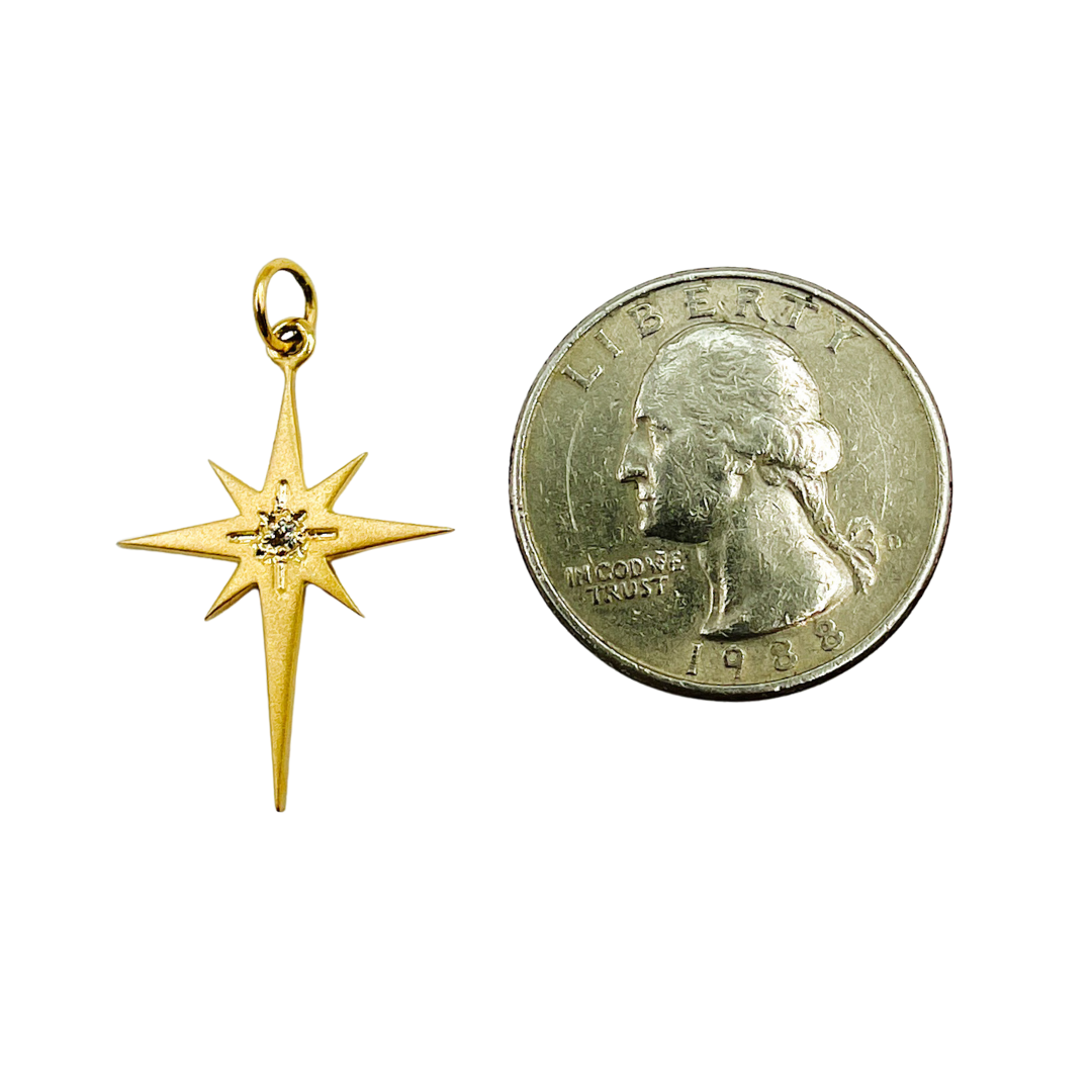 14K Gold with Diamonds Bethlehem Star Shape Charm. GDP38