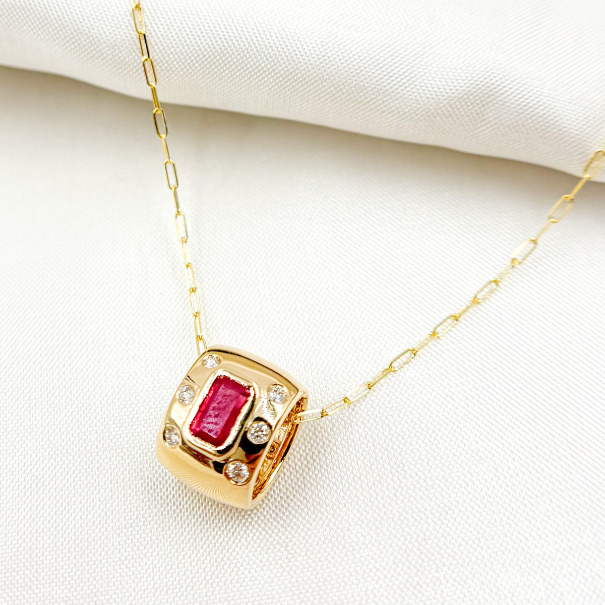 14K Gold Diamond and Gemstone Charm