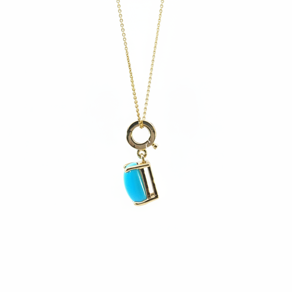CMA00368TQ. 14K Solid Gold Rectangular-Shaped Turquoise Charm