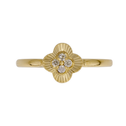 Solid Gold Diamond Flower Ring