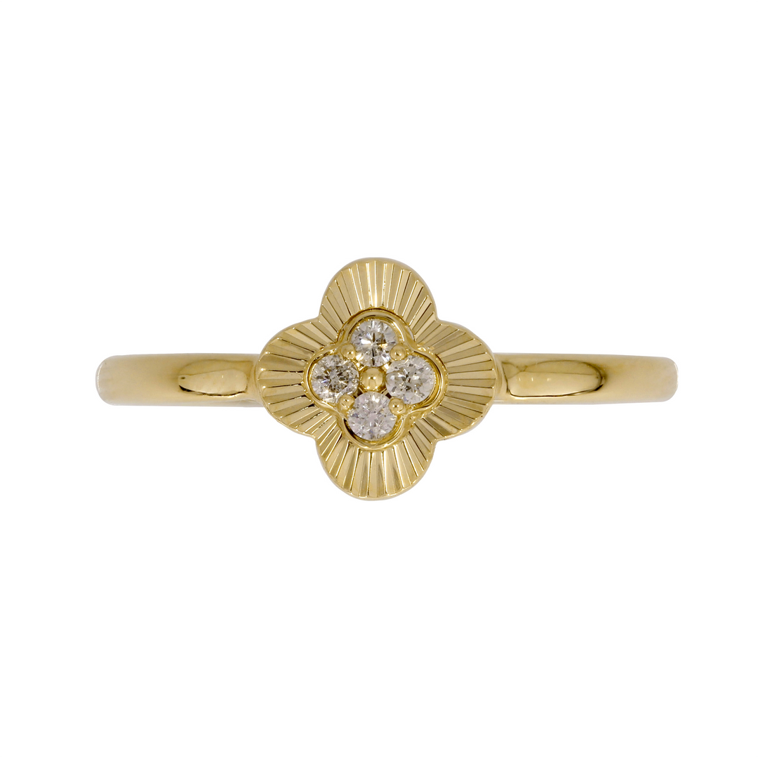 RFA18836. 14K Solid Gold Diamond Flower Ring