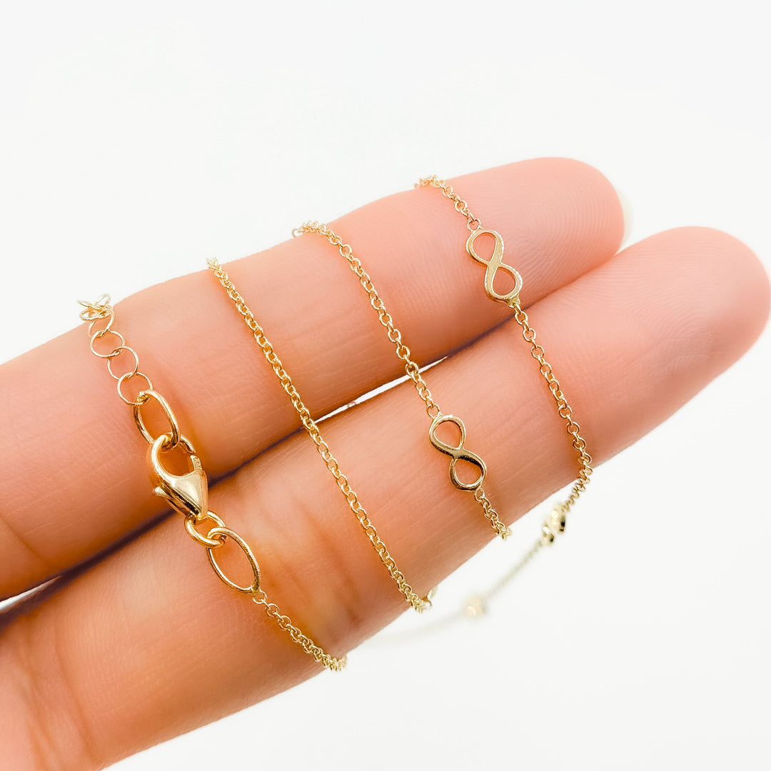 NKSET399. 14k Solid Yellow Gold Infinity Link Necklace