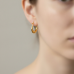 Load image into Gallery viewer, GER179. 14K Solid Gold Textured Hollow Hoops Earrings
