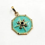 Load image into Gallery viewer, DP824. Diamond and Gemstone Octagon Enamel Pendant
