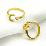 Load image into Gallery viewer, 14K Solid Gold Diamond Moon &amp; Star Ring. RFA15429
