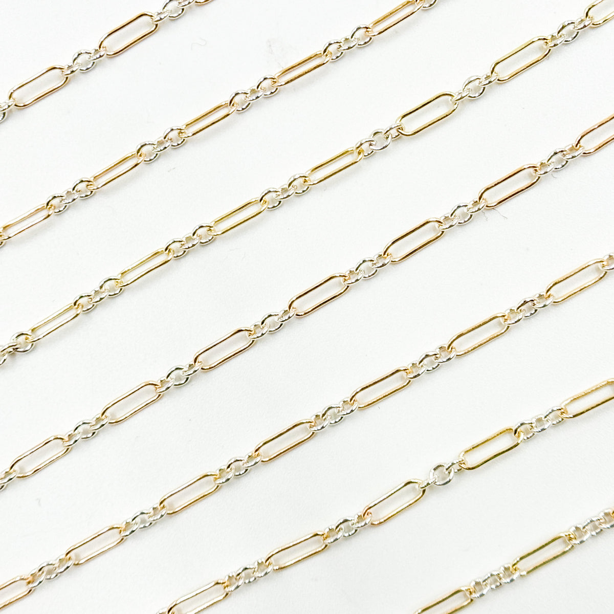 XM510TT. 1 Gold Filled Long & 3 Sterling Silver Short Link Chain
