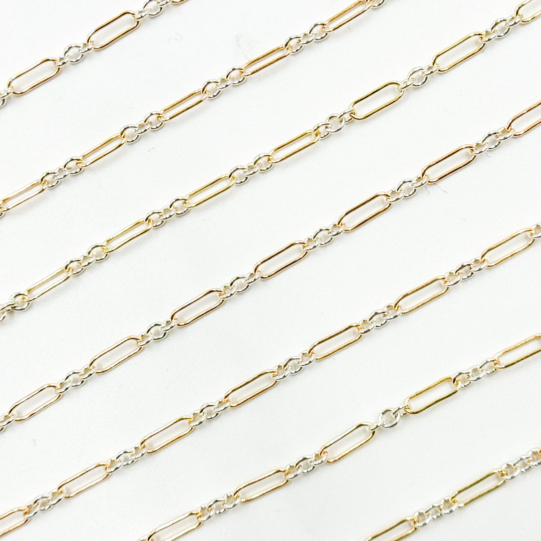 XM510TT. 1 Gold Filled Long & 3 Sterling Silver Short Link Chain