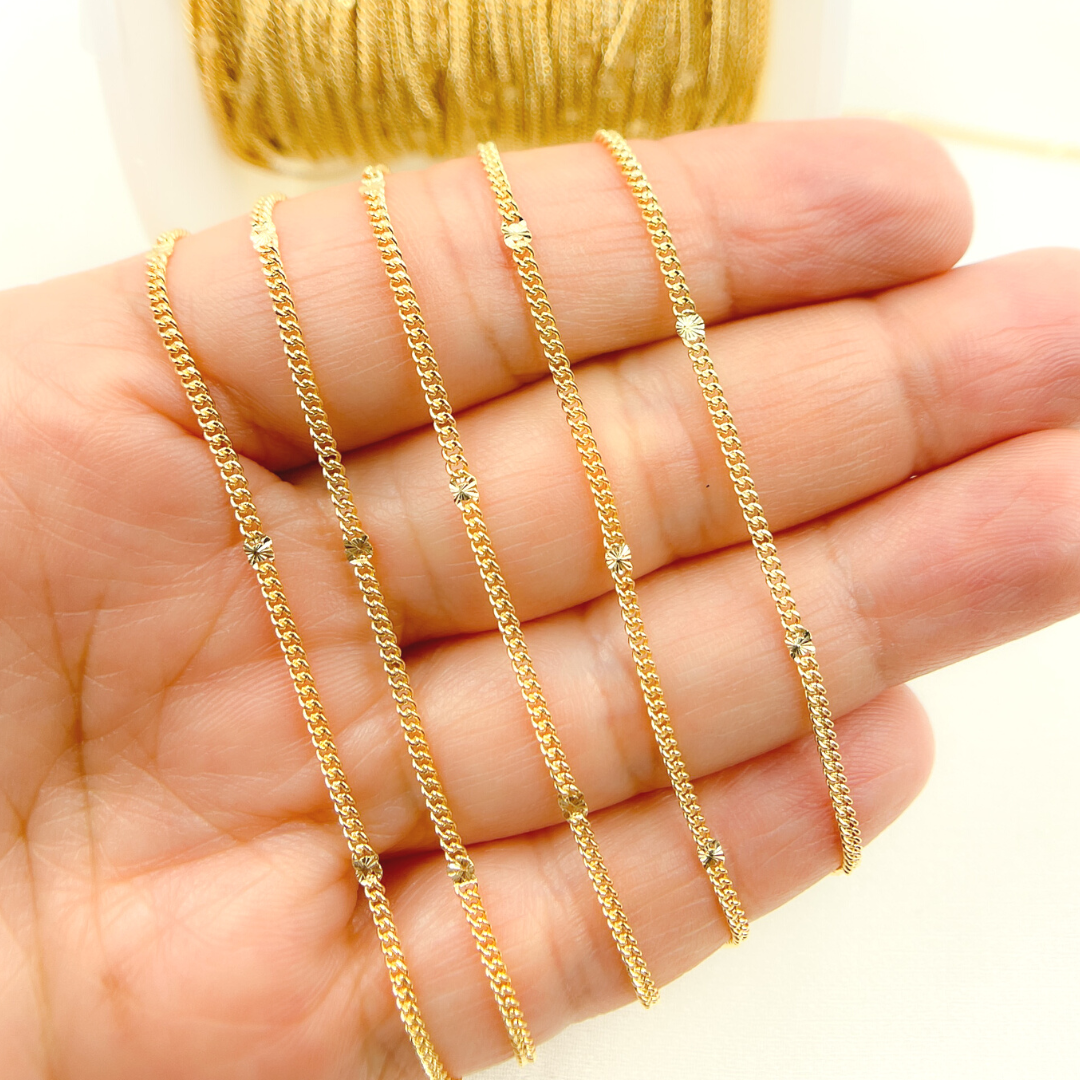 14k Gold Filled Satellite Curb & Diamond Cut Marina Link Chain. 69S1GF