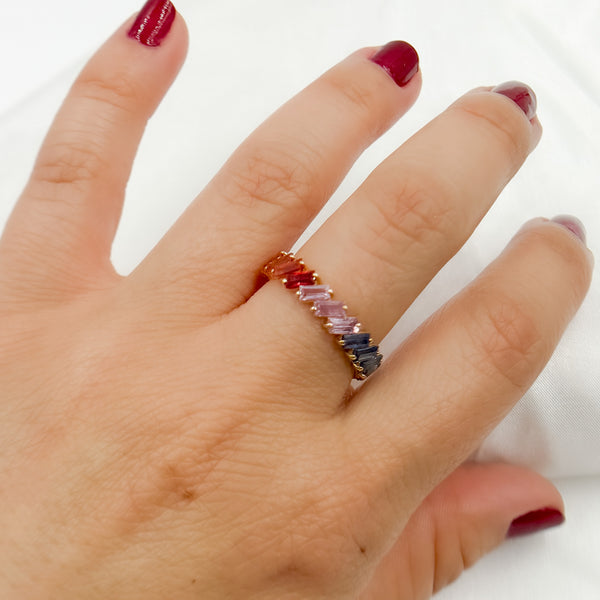 14k Solid Gold Multi Sapphire Ring.