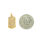 Load image into Gallery viewer, 14K Solid Gold Charm. Rectangular Pendant with Diamonds. GDP92
