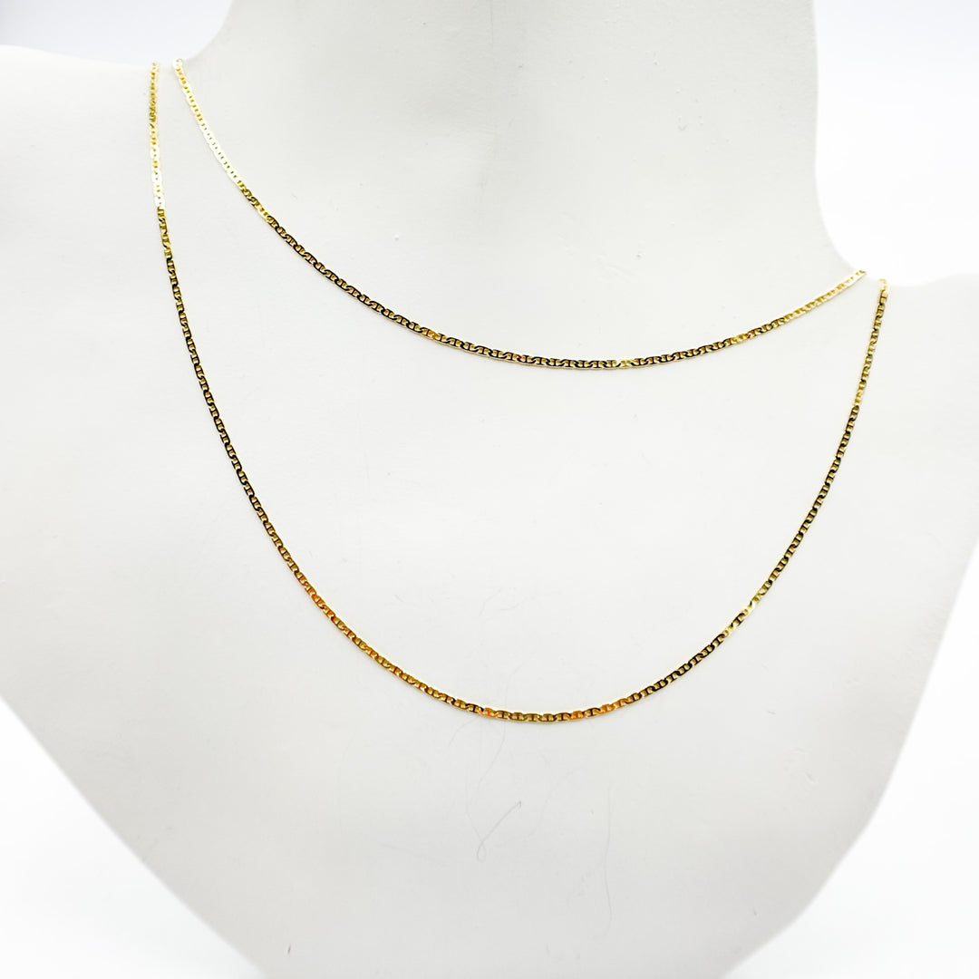 14k Solid Gold Flat Marina Link Chain