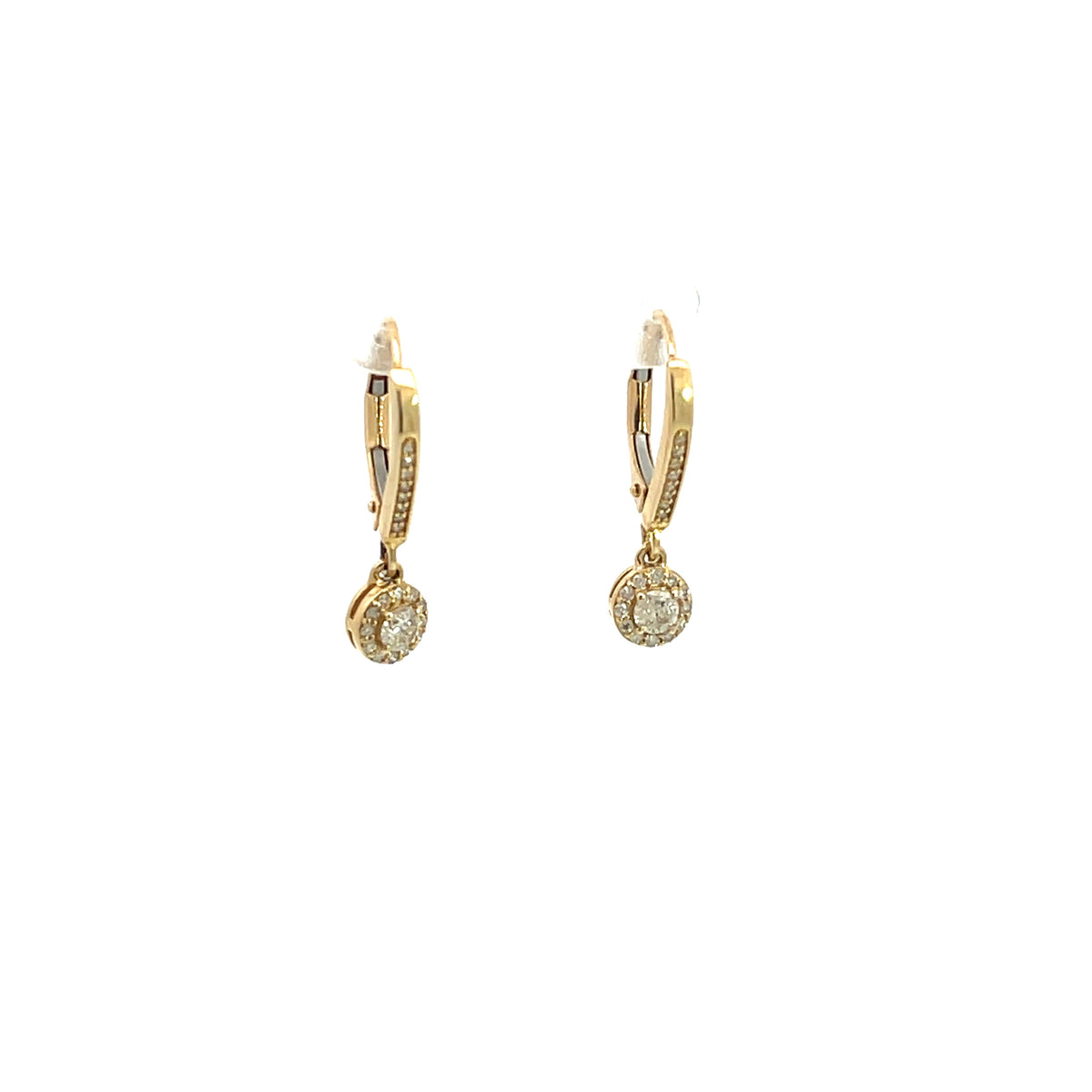 EHF56566. 14k Solid Yellow Gold Diamond Dangle Circle