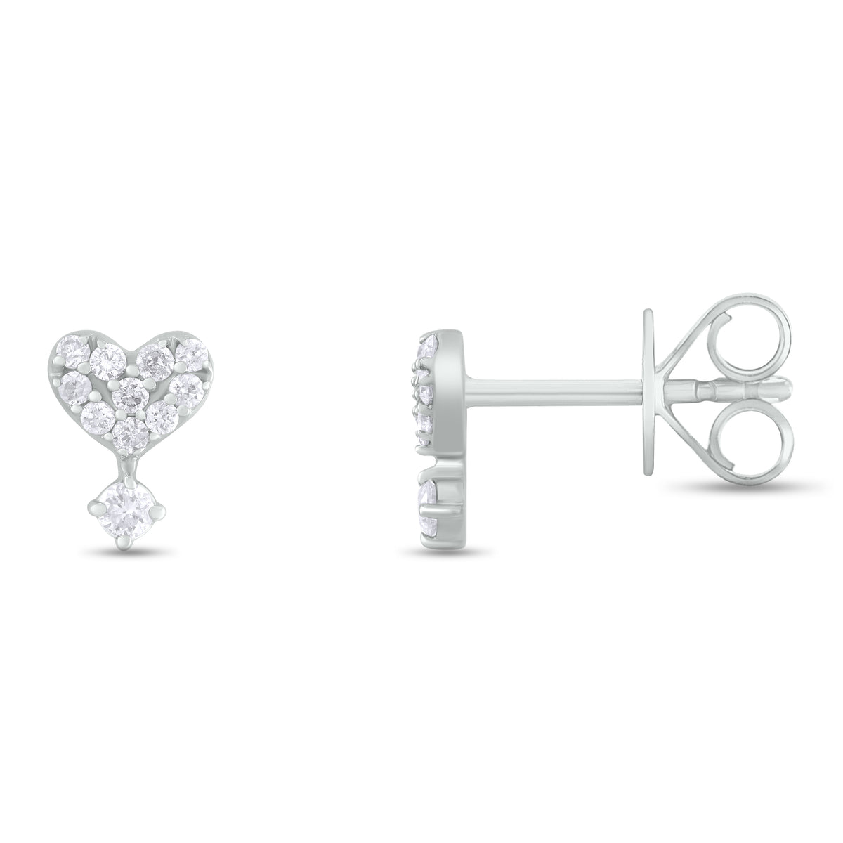 ER421146. 14K Solid Gold Diamond Heart Studs