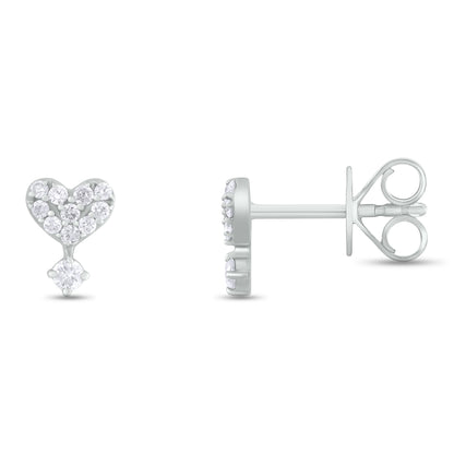 ER421146. 14K Solid Gold Diamond Heart Studs