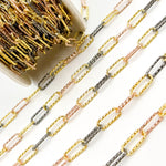 Load image into Gallery viewer, V10GBR. Sterling Silver Gold Plated, Black Rhodium &amp; Rose Plated Paperclip Diamond Cut Link Chain

