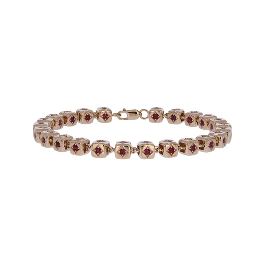 BFZ61398RU. 14K Solid Gold Ruby Fancy Bracelet