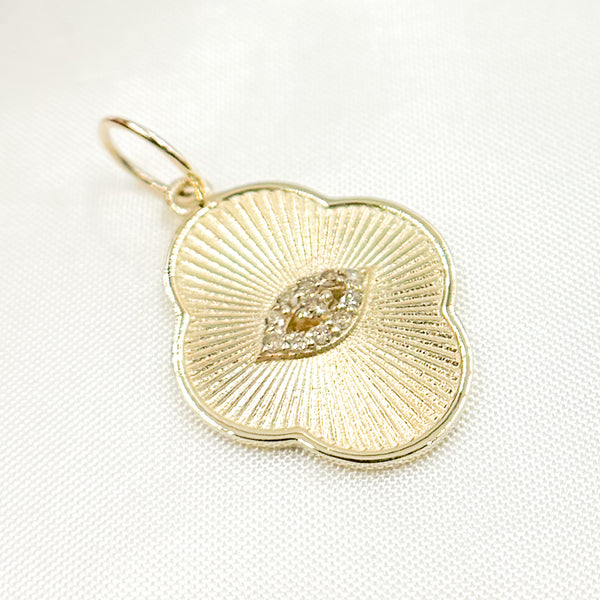 14K Solid Gold Diamond Organic Shape Eye Charm