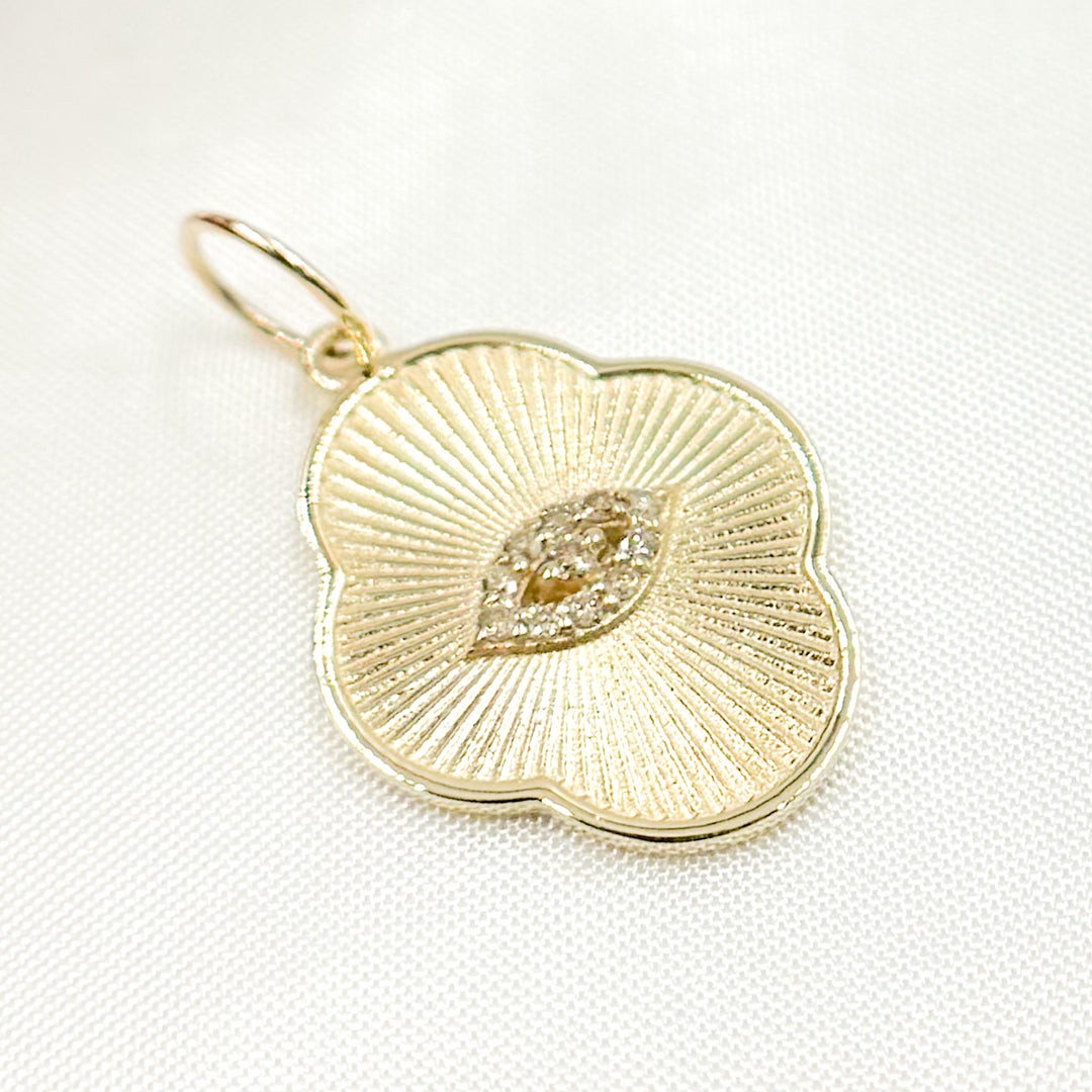 GDP156. 14K Solid Gold Diamond Organic Shape Eye Charm