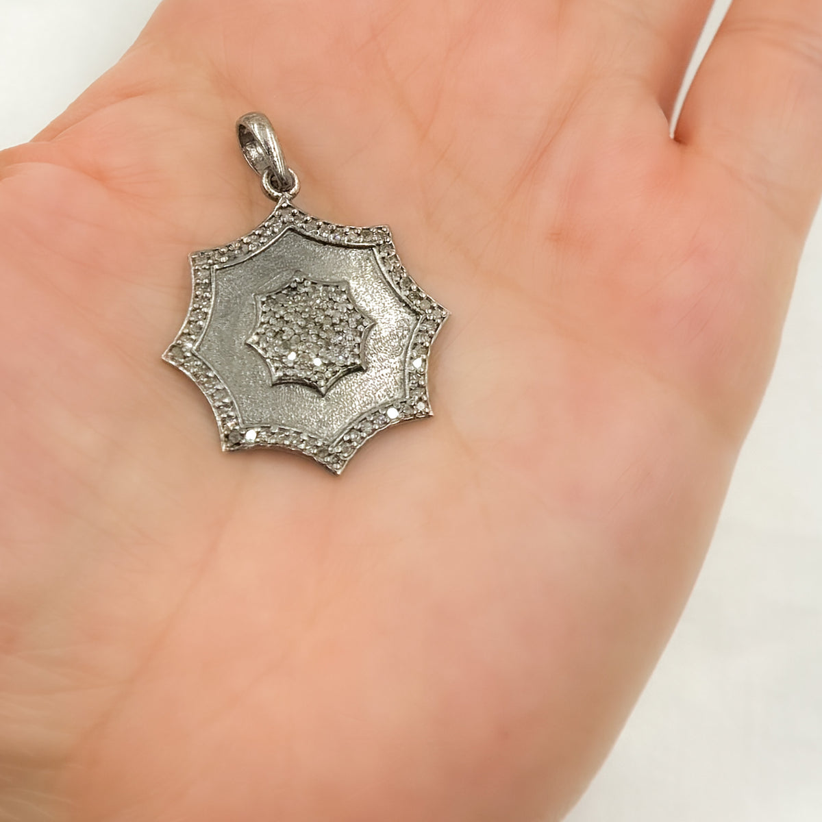 DP136. Diamond Sterling Silver Fancy Shape Pendant